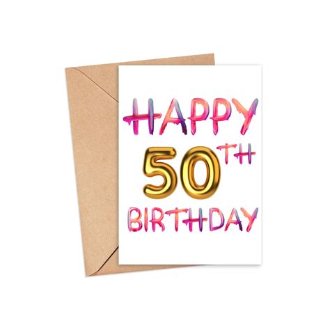 Happy 50th Birthday Card Happy Birthday 50 Birthday Card Etsy