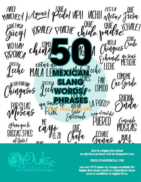 Mexican Slang Wordsphrases Digital Download Svg Png Eps Etsy