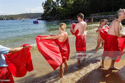 Swimmers Take Part In The Annual Sydney Skinny At Cobblers Beach On