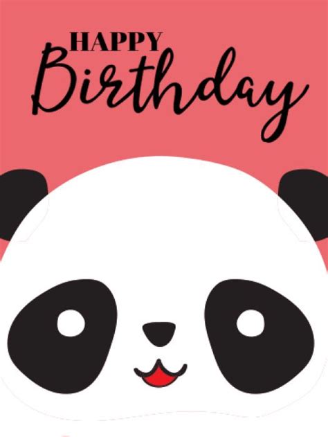 Cute Panda Happy Birthday Card For Kids Whats Black And White And Red