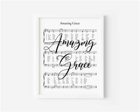 Amazing Grace Hymn Print Large Print Sheet Music Art Etsy