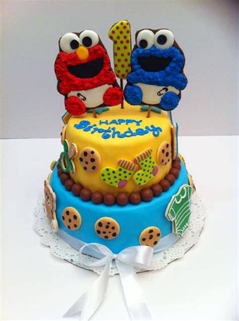 Baby Sesame Street Cake With Cookie Decorations Sesame Street Cake
