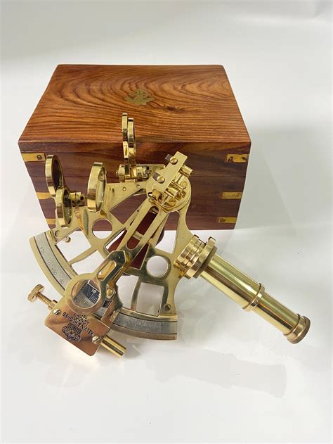 nautical brass sextant with wooden box navigational sextant etsy uk