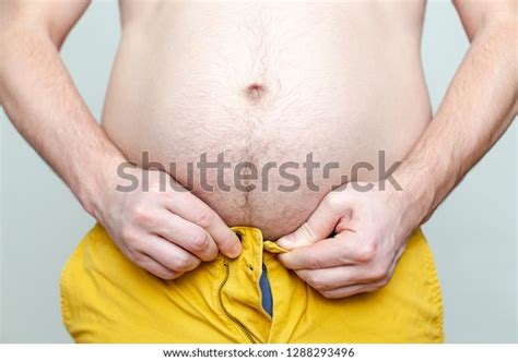 Fat Person Bare Belly Trying Fasten Stock Photo Shutterstock