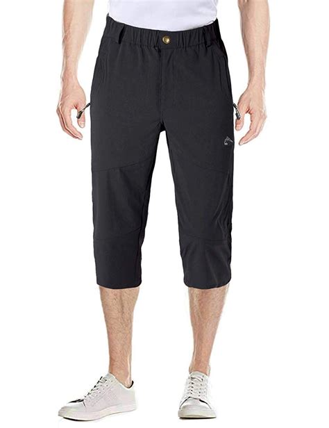 men s capri pants elastic knee length shorts 3 4 shorts quick dry multi pockets cargo capri