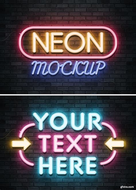 Neon Sign Text Effect On Brick Wall With Wires Mockup 401059760 Gfxtra