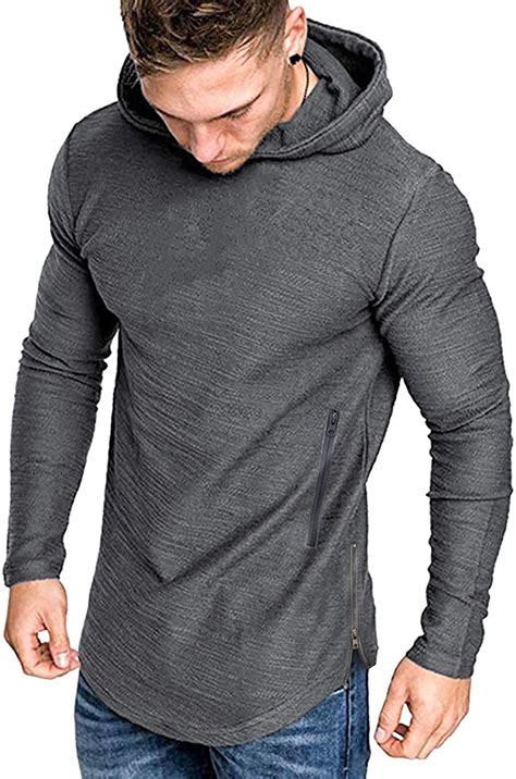 Coofandy Mens Athletic Hoodies Slim Fit Long Sleeve Gym Sweatshirt Solid Color P Ebay