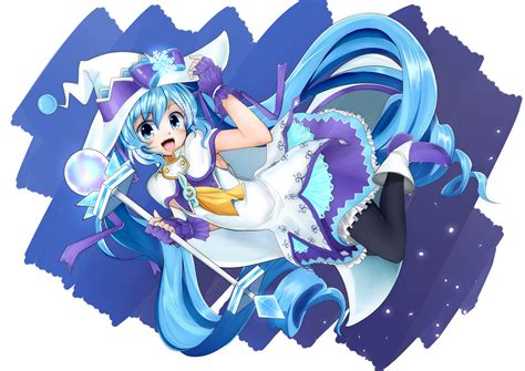 Blue Eyes Blue Hair Dress Hat Hatsune Miku Kazenoko Long Hair Pantyhose Twintails Vocaloid Witch