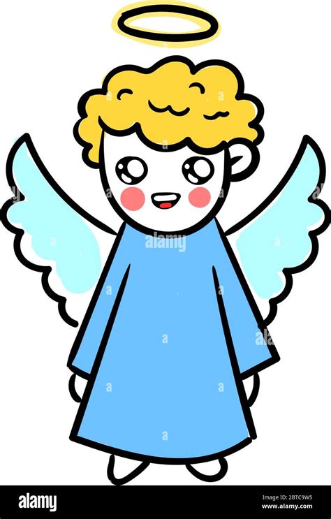 Cute Angel Flying Illustration Vector On White Background Stock