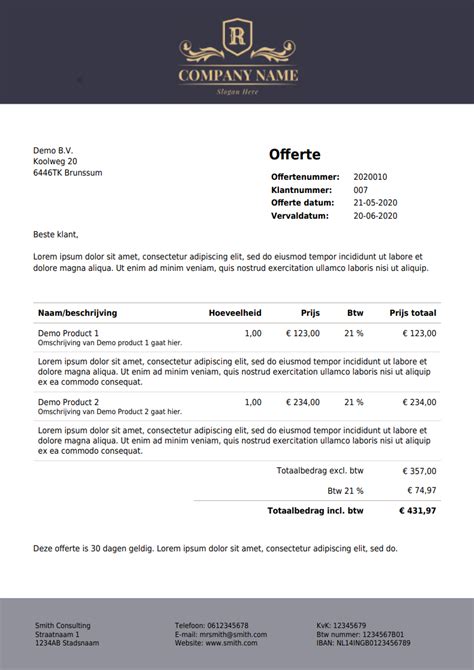 Voorbeeld Offerte Voor Ondernemers Facturatie Office