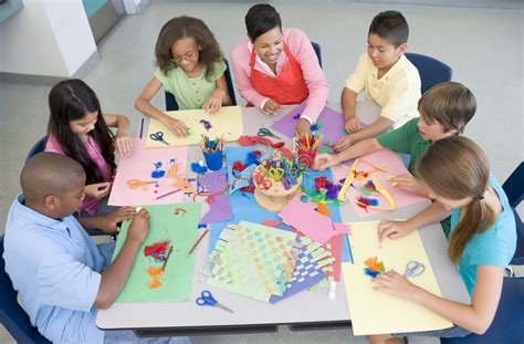 Elementary School Art Lesson Stock Photo Image Of Classroom Grade