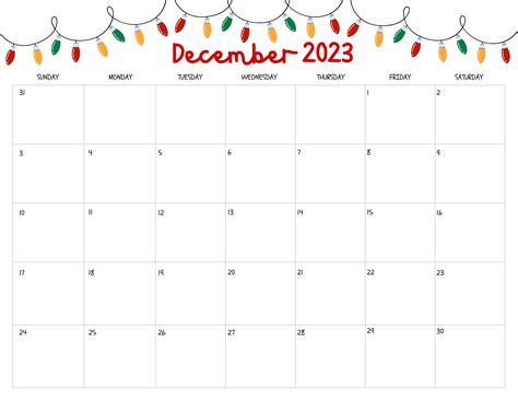 December 2023 Calendar Printable Digital Download Pdf Etsy