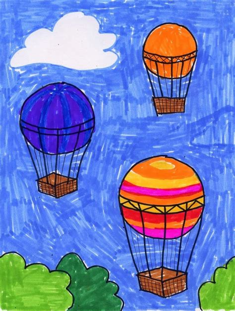 Hot Air Balloon Drawing Art Drawings For Kids Art