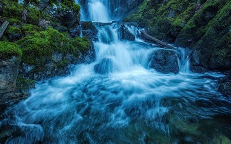 Download Wallpapers Waterfall Forest River Vancouver Island