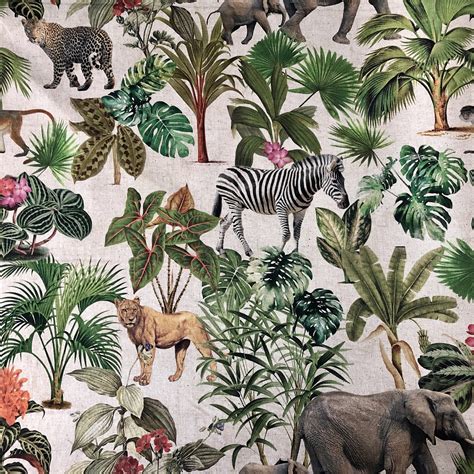Safari Zoo African Animal Digital Print Fabric Tropical