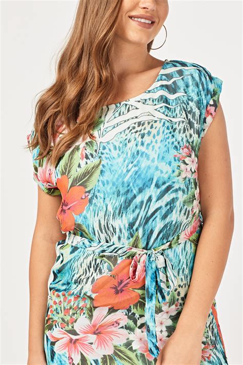 Tropical Floral Print Shift Dress Just 3