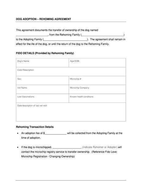 2015 Form Pet Rehoming Agreement Fill Online Printable Fillable