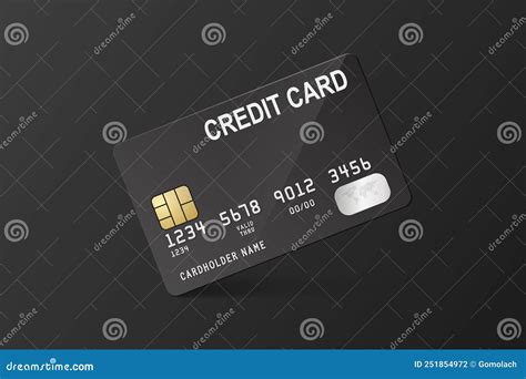Vector 3d Realistic Black Credit Card On Black Backgrouns Design
