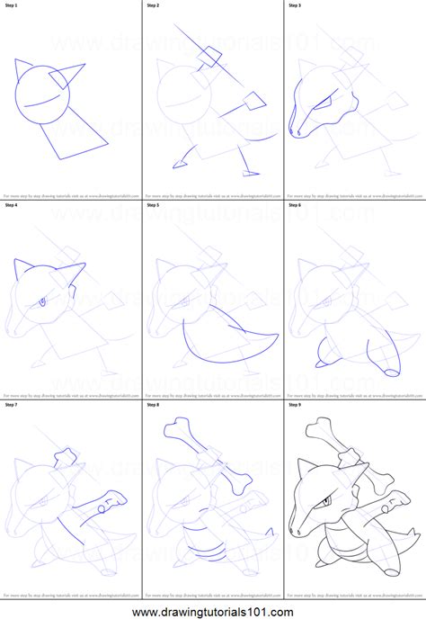 How To Draw Marowak From Pokemon Printable Step By Step Drawing Sheet