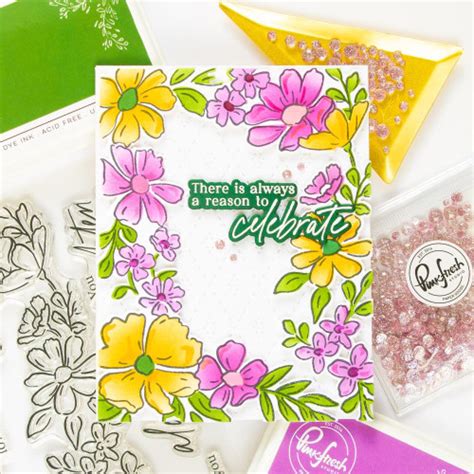 Pinkfresh Studio Floral Border Stamp Set