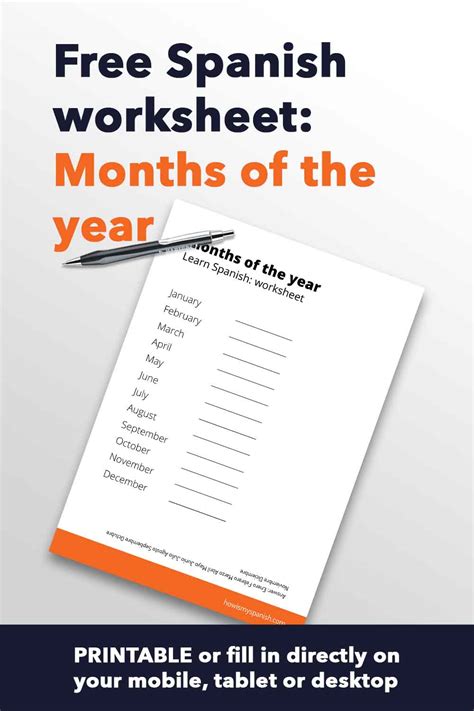 Printable Spanish Months Of The Year Printable Word S