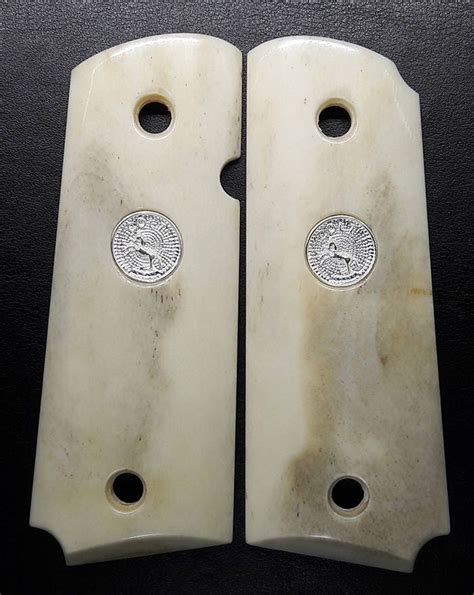 Colt 1911 Bone Grips Compact Size Custom Handmade Natural