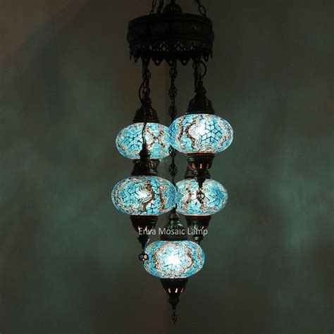 Turkish Moroccan Mosaic Hanging Ceiling Chandelier Lamp Light 5 Large