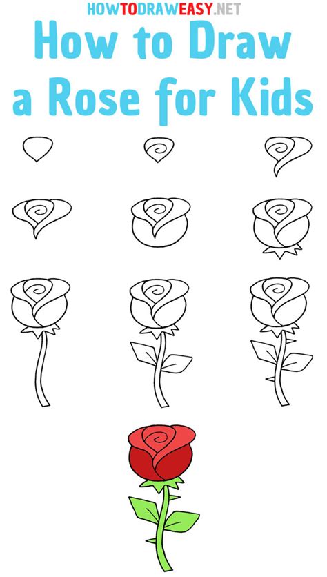 How To Draw A Rose For Kids Drawingnow