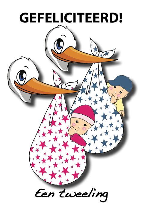 Felicitatiekaart Geboorte Tweeling Journal Stickers Baby Cards