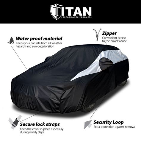 Titan Jet Black Poly 210t Large Sedan Car Cover 210