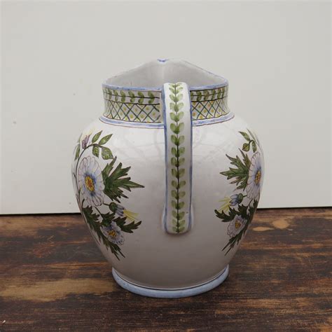 Portuguese Pottery Hand Painted Pitcher Jug By Ffa Marques Portugal