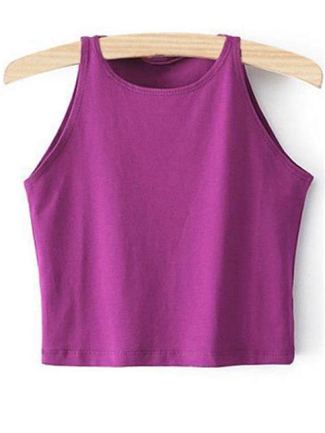 28 Off 2021 Cropped Ribbed Tank Top In Purple Zaful