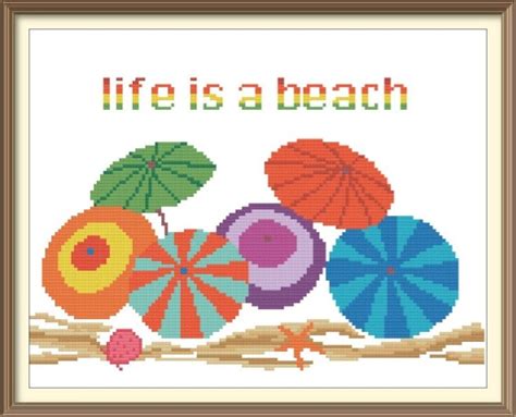 Set Of Beach Scenes Counted Cross Stitch Pattern Pdf Chart Etsy