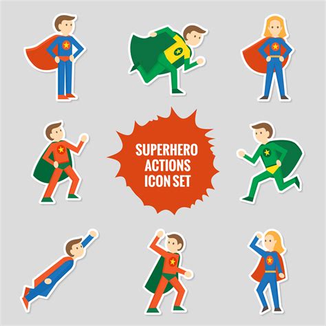 Set Of Superheroes Stickers 453769 Vector Art At Vecteezy