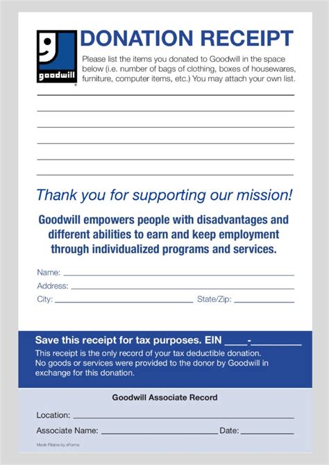 Goodwill Donation Receipt Track Manage Goodwill Tax Deductions