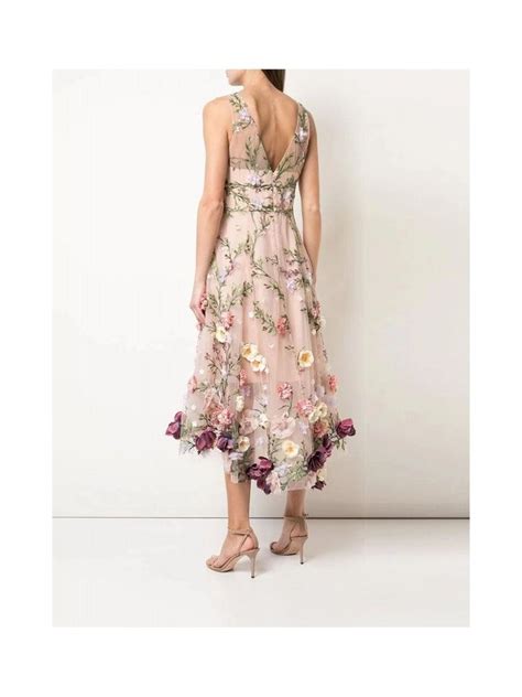 Marchesa Notte 3d Floral Embroidered Hi Low Cocktail In 2021 Floral