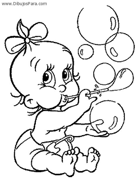 Dibujo De Un Bebe Jugando Con Burbujas Dibujos De Bebes Para Pintar