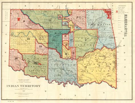 Antique Map Chart Indian Territory