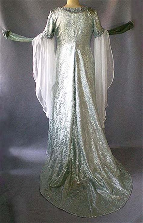 Ausgefallene brautkleider, hochzeitskleid, brautkleid, ungewöhnlich, extravagant, fantasykleid, mittelalterkleid, empirekleid, filmkostüm, filmkostüme, herr der ringe, arwenkleid, galadrielkleid. Brokat Hochzeitskleid Graugrün
