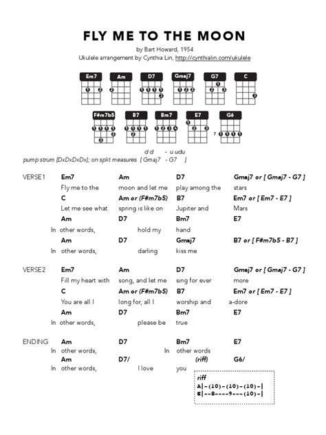 Fly Me To The Moon Ukulele Chord Chartpdf Song Structure