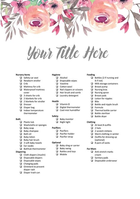 The Ultimate Free Baby Registry Checklist Printable Customizable