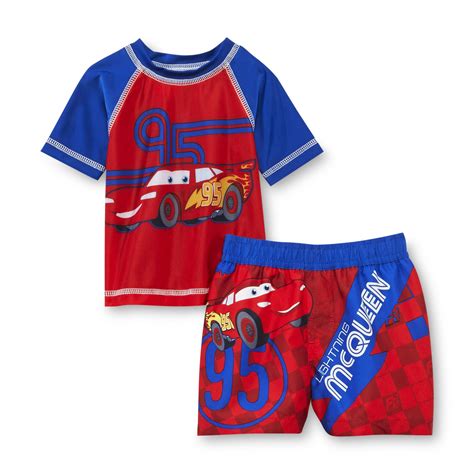 Disney Cars Newborn Boys Rash Guard Shirt And Swim Shorts