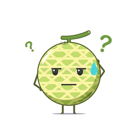 Cute Melon Character Feel Puzzled Isolated On White Background Melon Character Emoticon