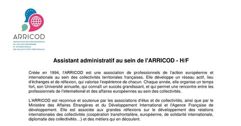 Fiche De Poste Assistant Administratif ARRICOD Pdf DocDroid 38822 Hot
