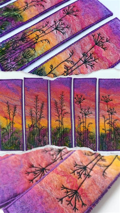 Sunset Felted And Free Motion Embroidered Bookmarks Tilly Tea Dance