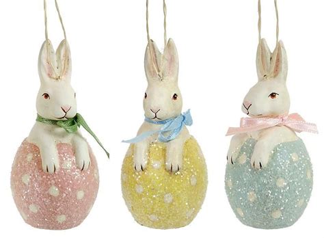 Easter Bunny In Egg Ornaments Set Of 3 Easter Craft Decorations