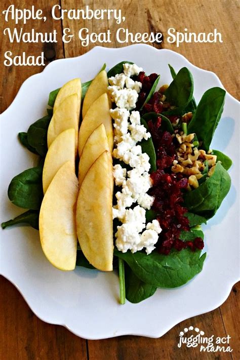 Sprinkle with walnuts and goat cheese. Apple, Cranberry, Walnut, and Goat Cheese Spinach Salad ...