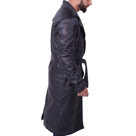 Ryan Goslings Trench Coat Mens Real Shearling Leather Trench Coat