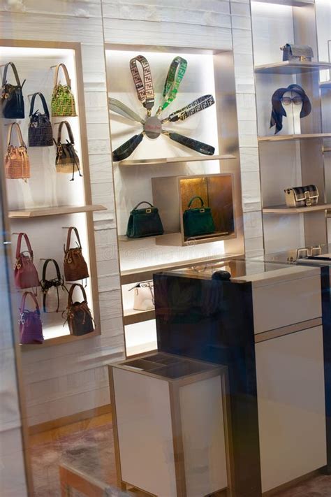 Fendi Fashion Store Window Shop Bags Clothes And Shoes On Display