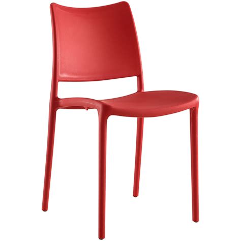 Red plastic chair on white background render. Hipster Contemporary Stackable Plastic Dining Side Chair, Red